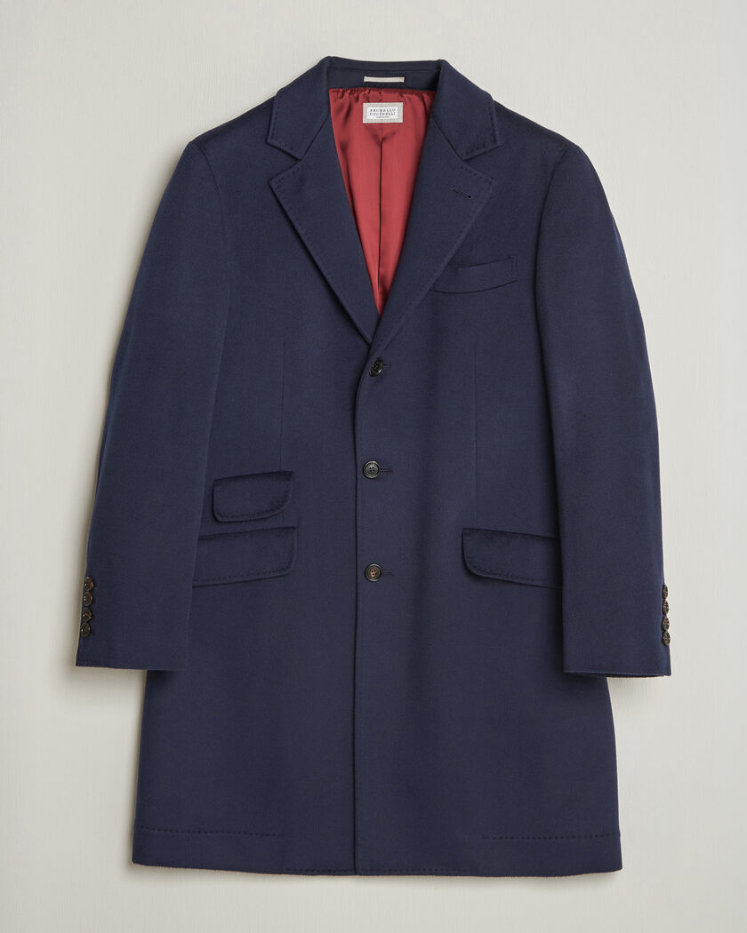 Brunello Cucinelli Soft Wool Coat Navy – Blauw