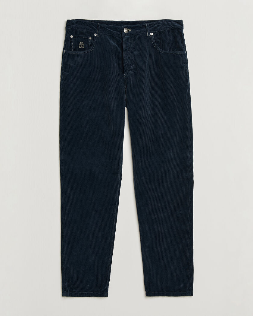 Brunello Cucinelli Leisure Fit Corduroy 5-Pocket Pants Navy – Blauw