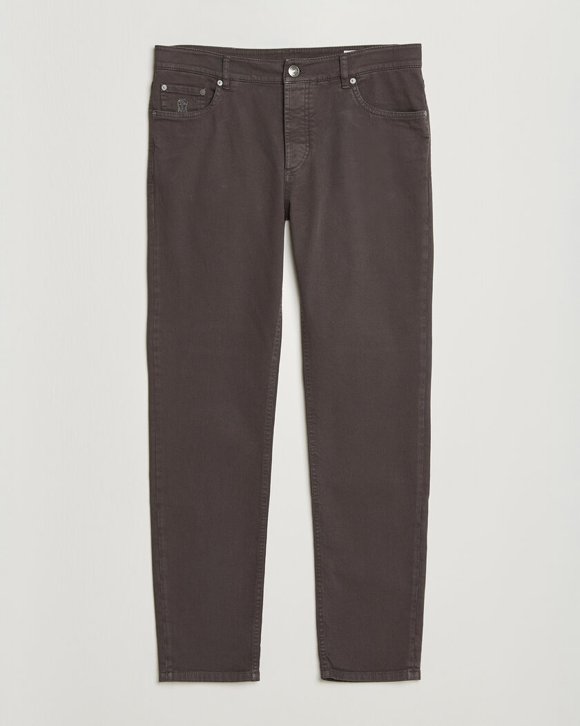 Brunello Cucinelli Slim Fit Bull Denim Pants Dark Brown – Bruin