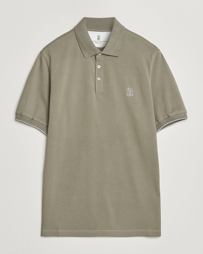 Brunello Cucinelli Short Sleeve Logo Polo Olive – Groen