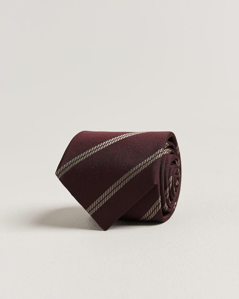 Brunello Cucinelli Regimental Stripe Silk Tie Burgundy – Rood