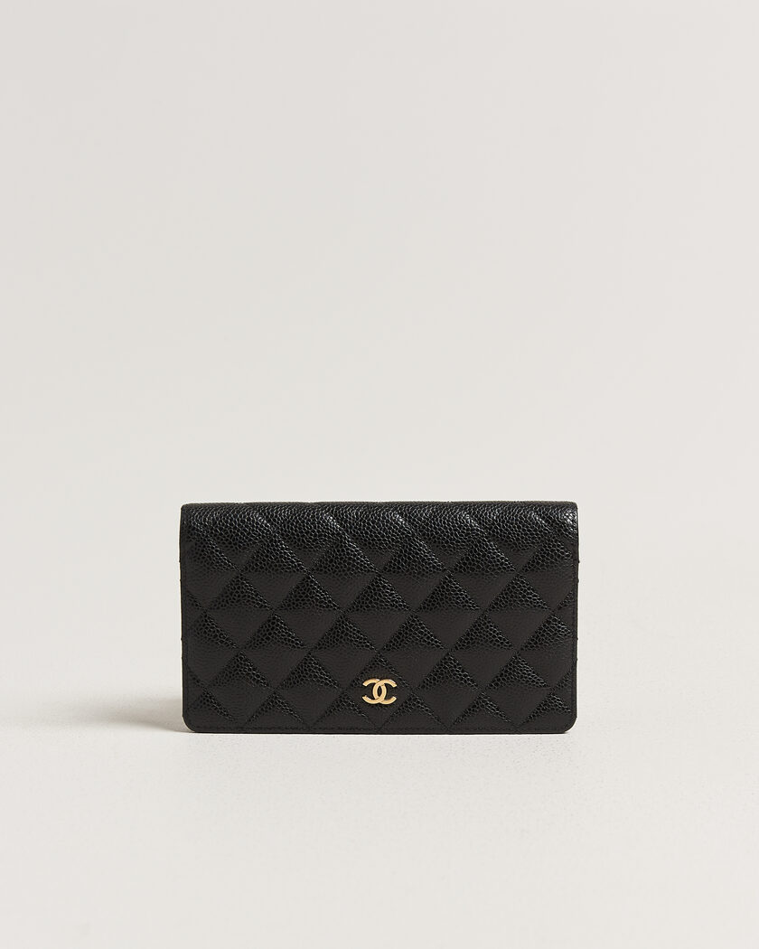 Chanel Pre-Owned Classic Bifold Wallet Caviar Leather Black – Zwart