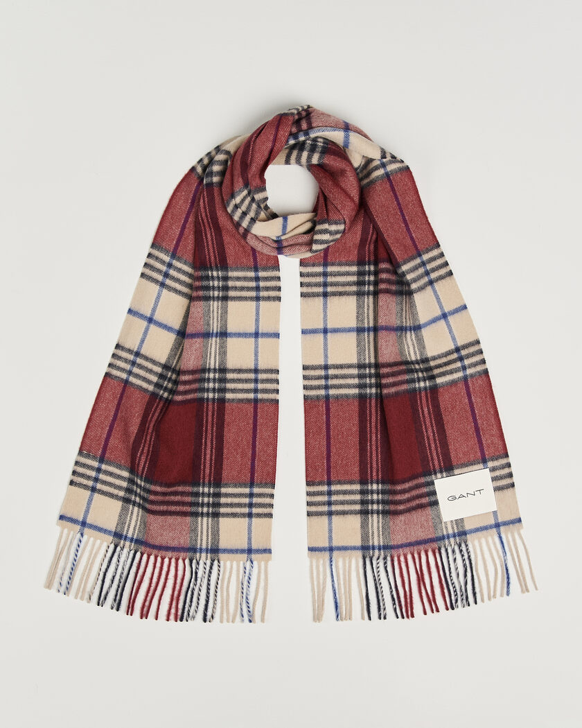 Gant Checked Wool Scarf Plumped Red – Meerkleurig