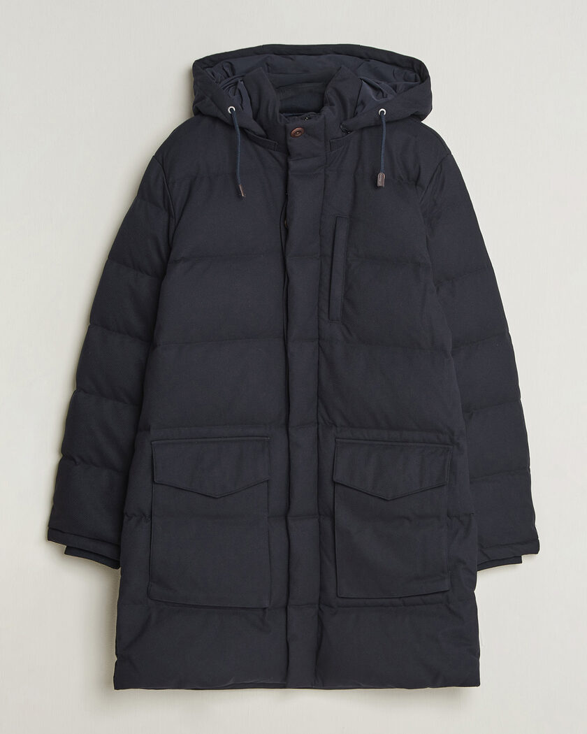 Gant Flannel Down Hooded Parka Evening Blue – Blauw