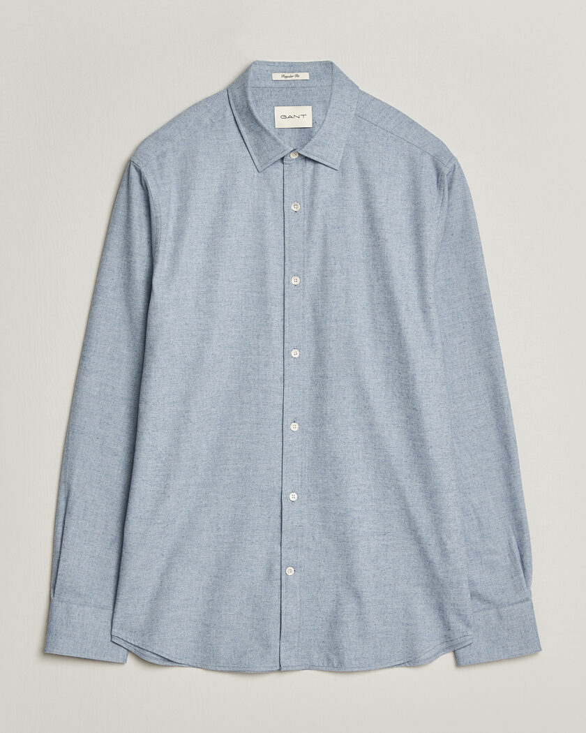 Gant Regular Fit Flannel Shirt Light Blue Melange – Blauw