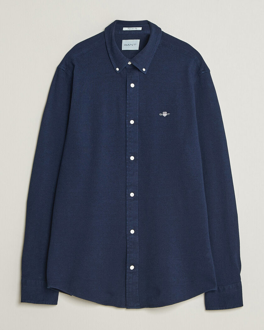 Gant Regular Fit Indigo Jersey Pique Shirt Dark Blue – Blauw