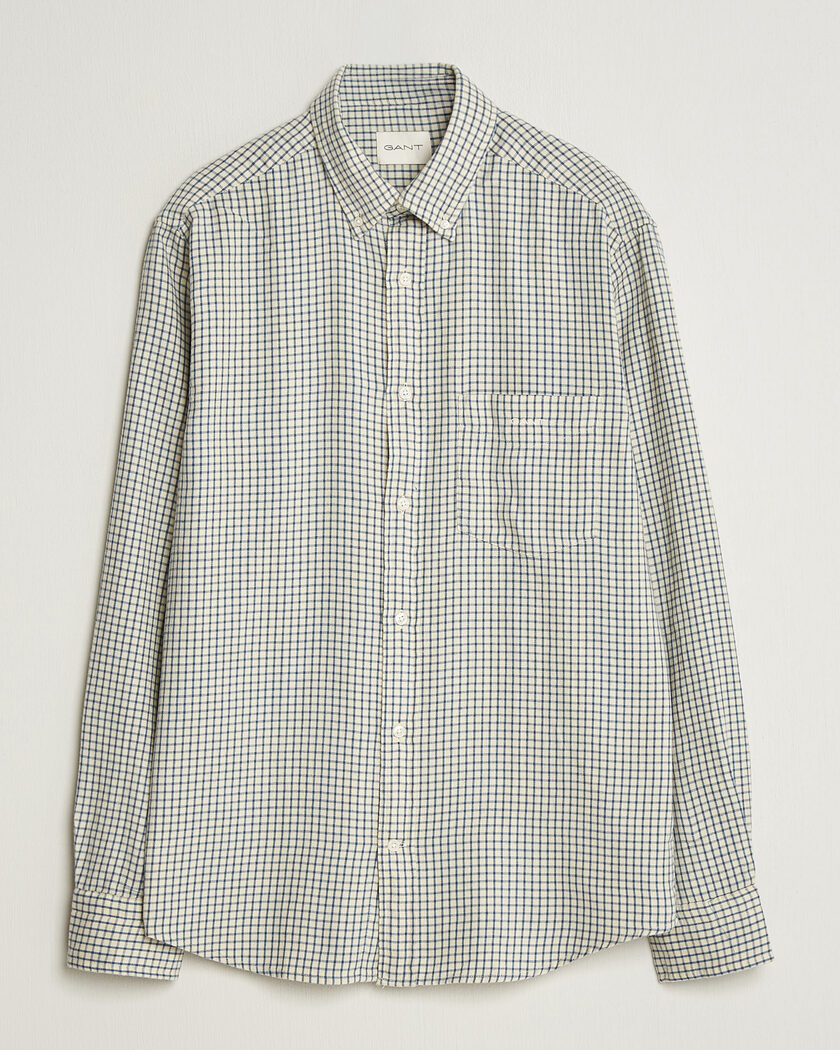 Gant Regular Fit Windblown Flannel Checked Shirt Blue Horizon – Blauw
