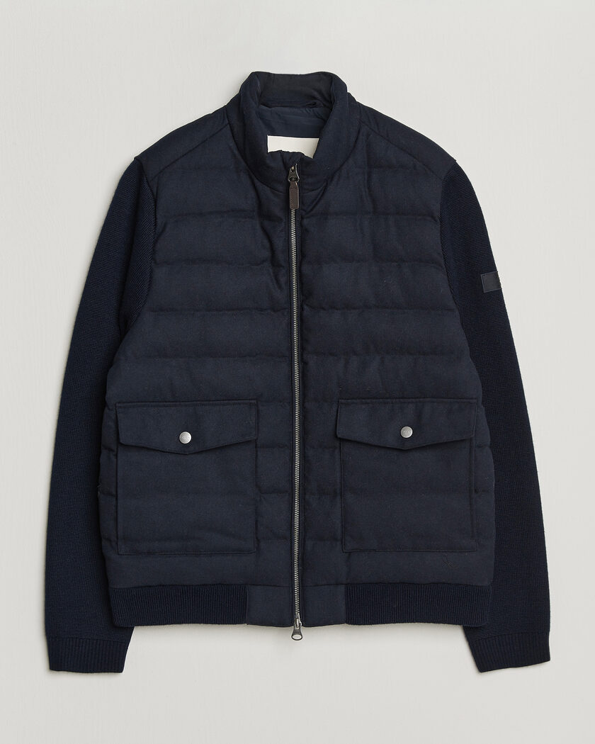 Gant Padded Hybrid Flannel Jacket Evening Blue – Blauw