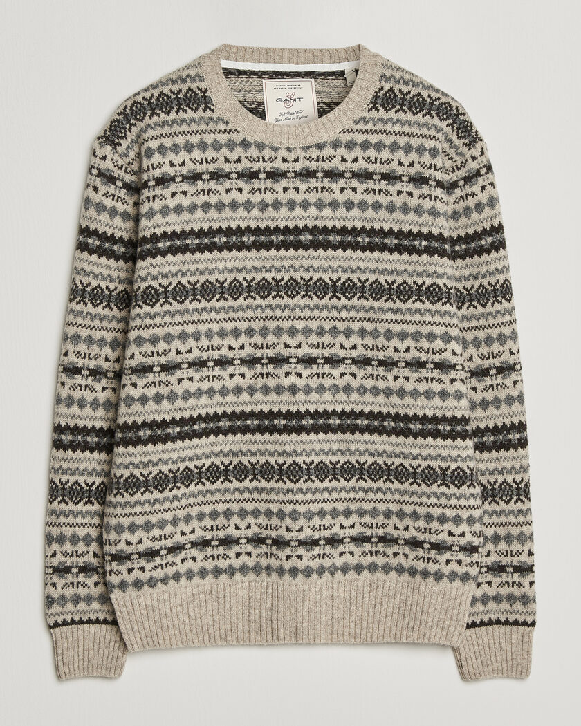 Gant Brushed Wool Fair Isle Sweater Light Beige Melange – Beige