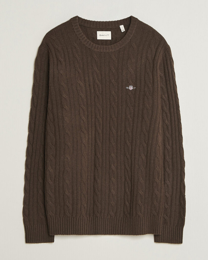 Gant Lambswool Cable Crew Neck Black Brown – Bruin