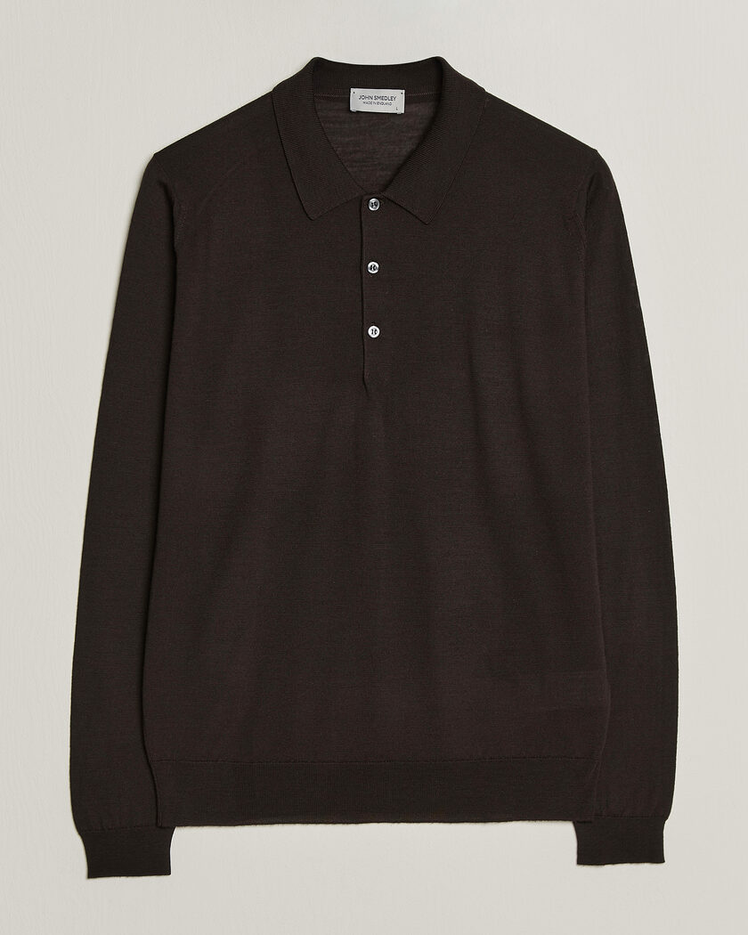 John Smedley Belper Extra Fine Merino Polo Pullover Faulkner Brown – Bruin