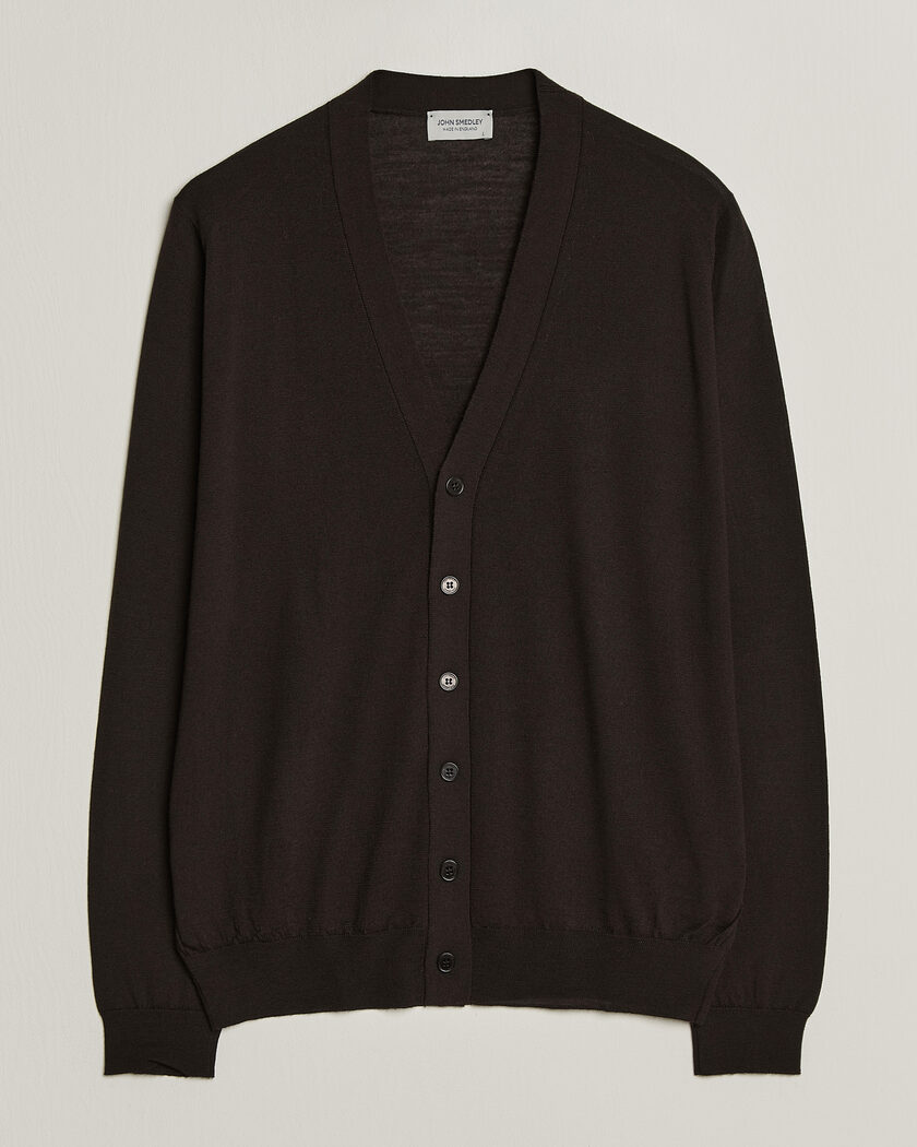 John Smedley Bradrick Extra Fine Merino Cardigan Faulkner Brown – Bruin
