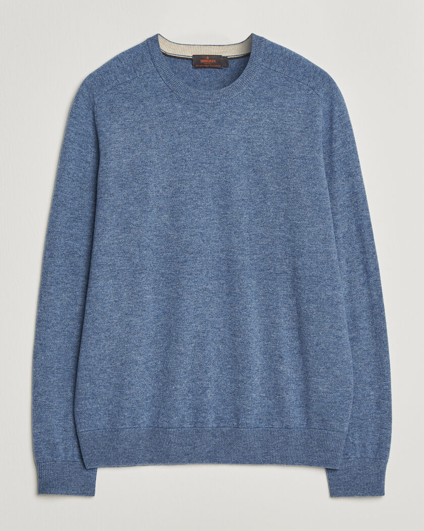 Morris Wilfred Cashmere O-Neck Light Blue – Blauw