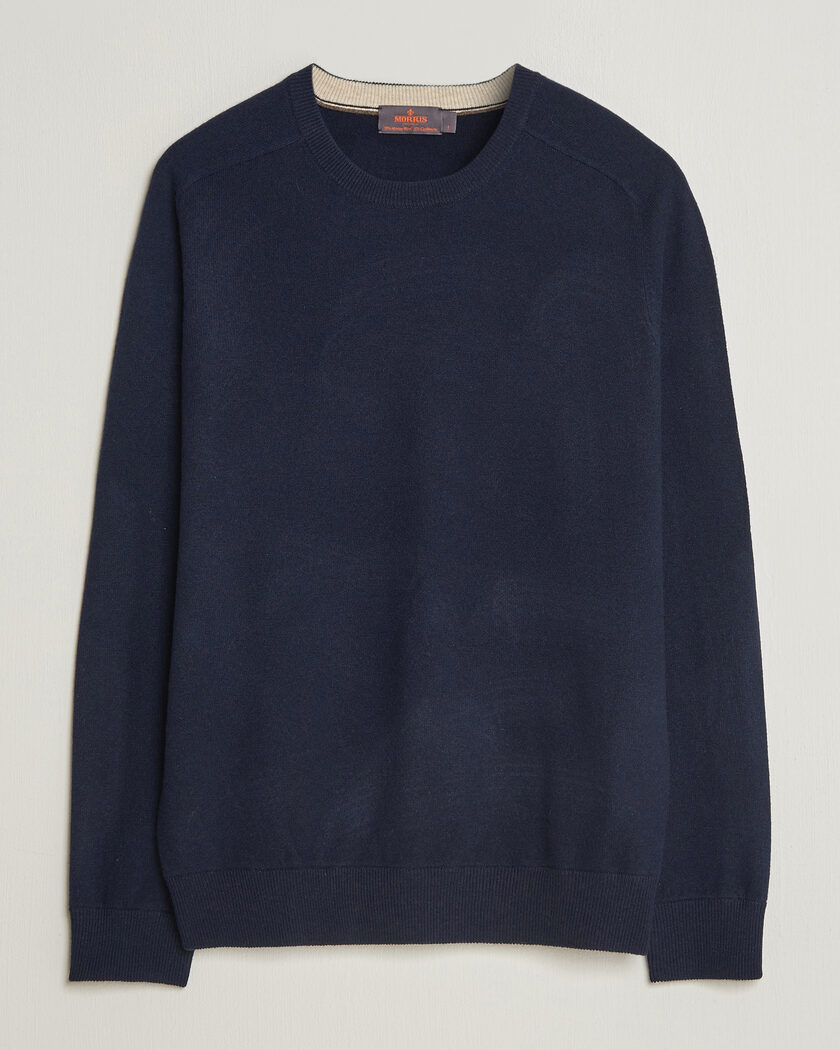 Morris Wilfred Cashmere O-Neck Navy – Blauw