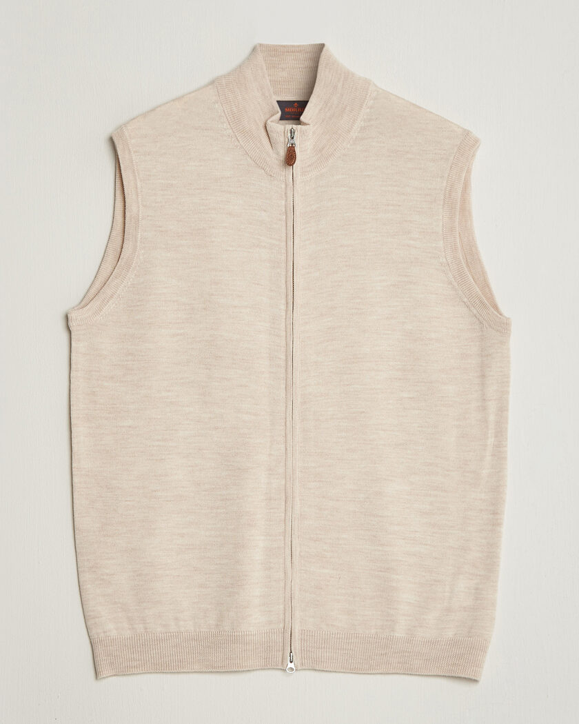 Morris Merino Zip Vest Off White – Wit
