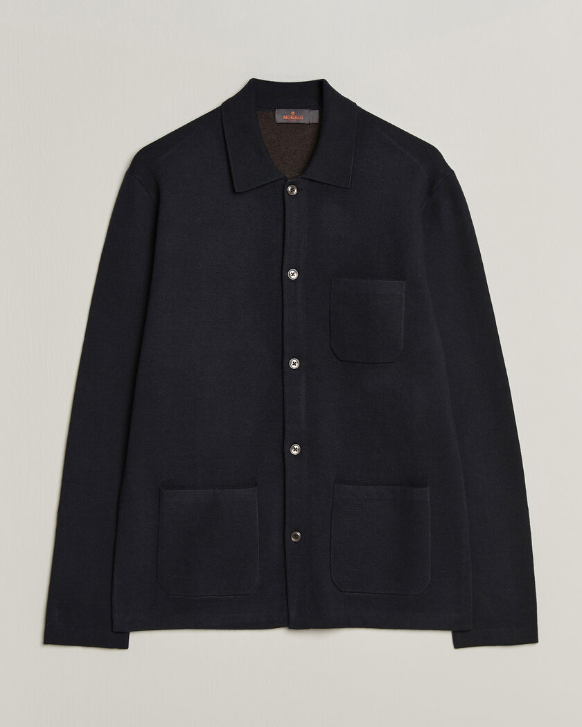 Morris Dudley Knitted Overshirt Navy – Blauw