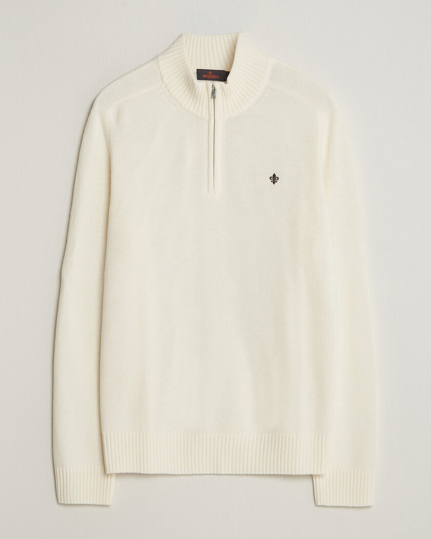 Morris Hertford Lambswool Half Zip Off White – Wit