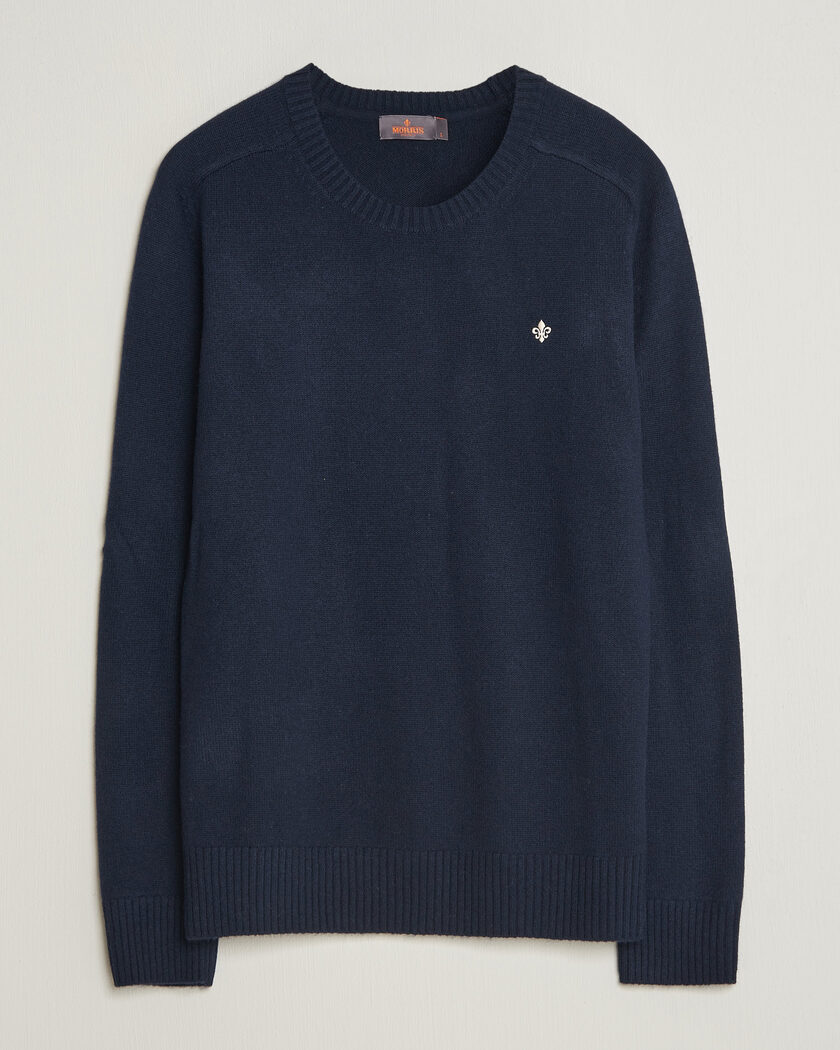 Morris Hertford Lambswool Crew Neck Navy – Blauw