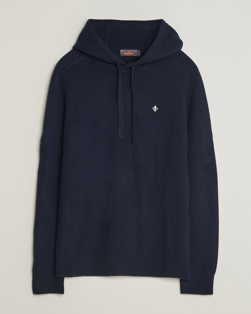 Morris Hertford Lambswool Hoodie Navy – Blauw