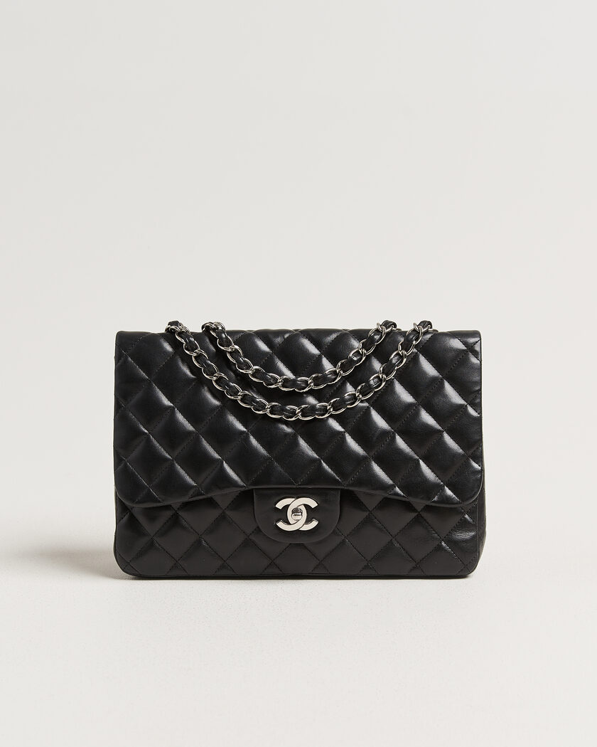 Chanel Pre-Owned Classic Jumbo Single Flap Bag Lambskin Black – Zwart