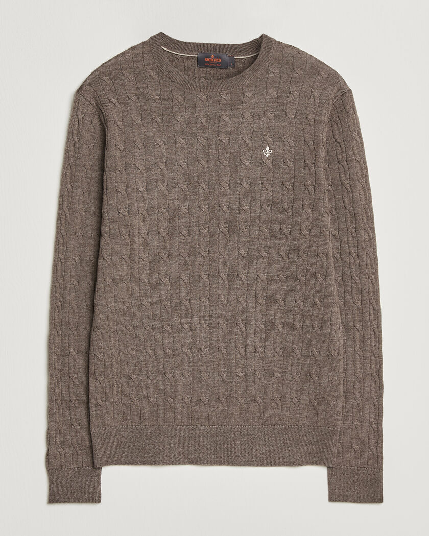 Morris Merino Cable O-Neck Brown – Bruin