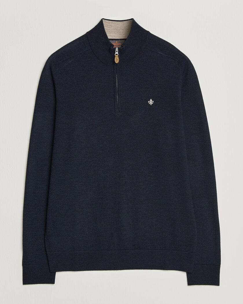 Morris John Merino Half Zip Navy – Blauw