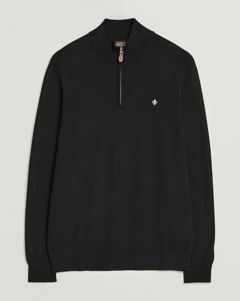 Morris John Merino Half Zip Black – Zwart