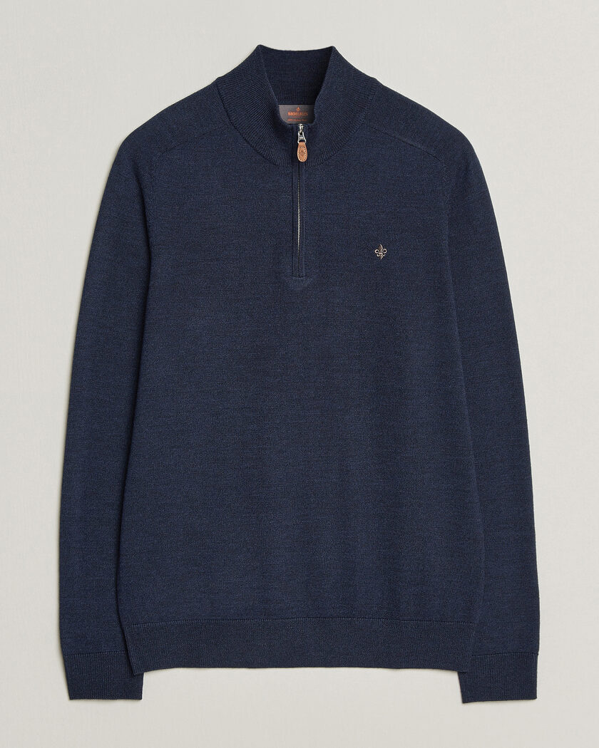 Morris John Merino Half Zip Ocean Blue – Blauw