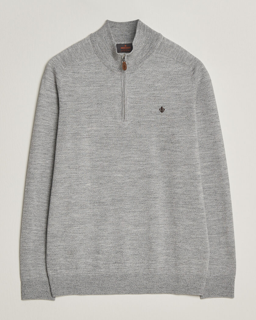 Morris John Merino Half Zip Mid Grey – Grijs