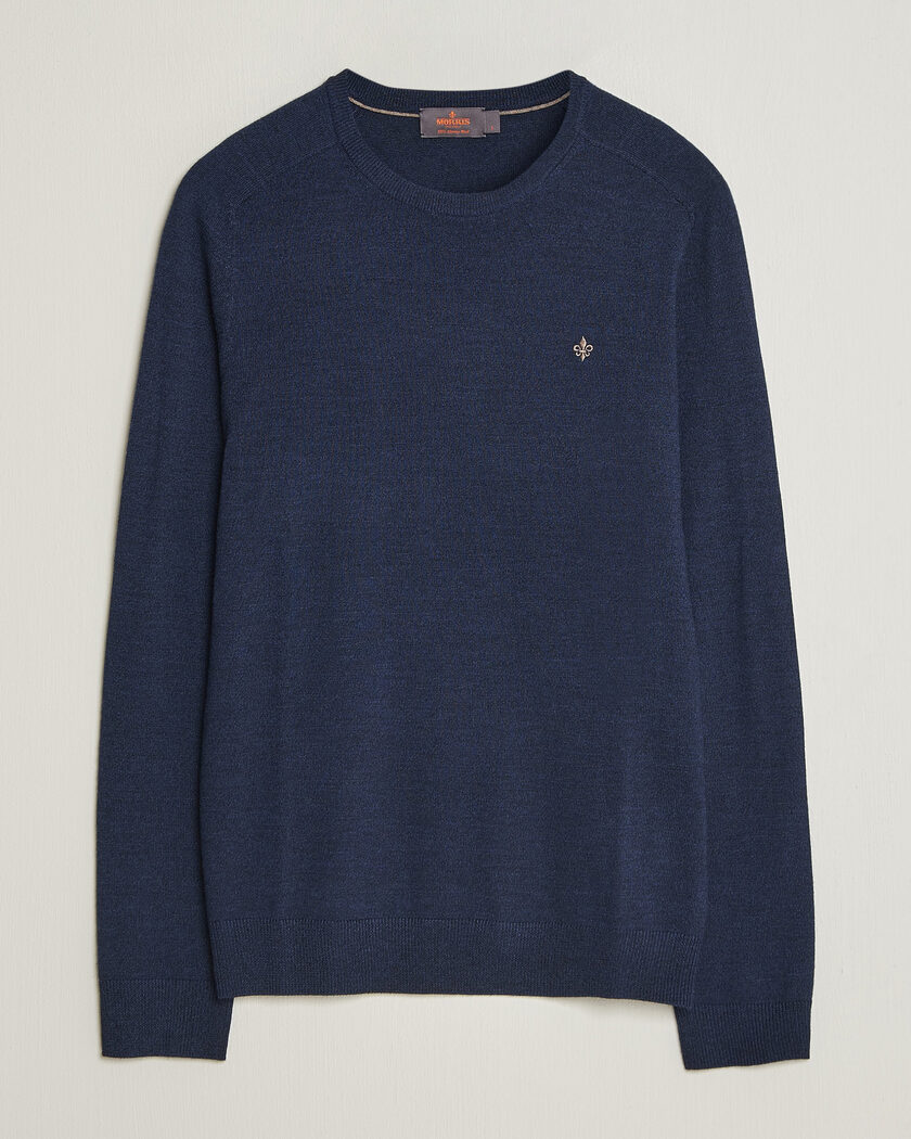 Morris Merino O-Neck Navy – Blauw