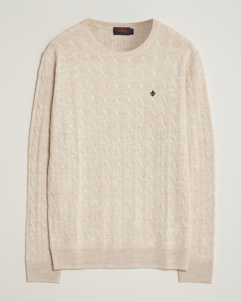 Morris Merino Cable O-Neck Off White – Wit