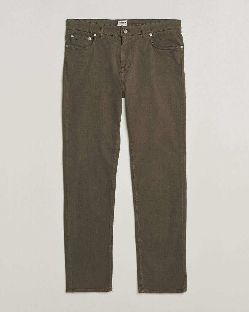 Morris James Brushed 5-Pocket Pant Olive – Groen