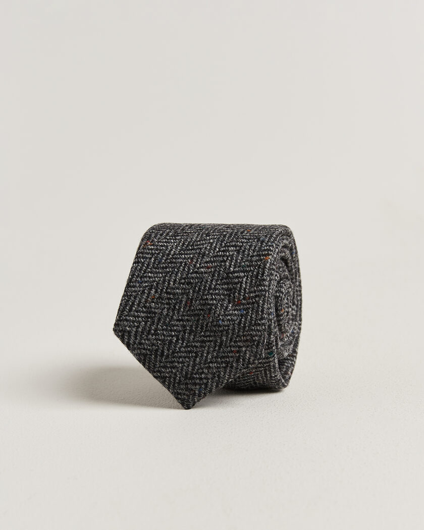 Amanda Christensen Wool Herringbone 8cm Tie Grey – Grijs