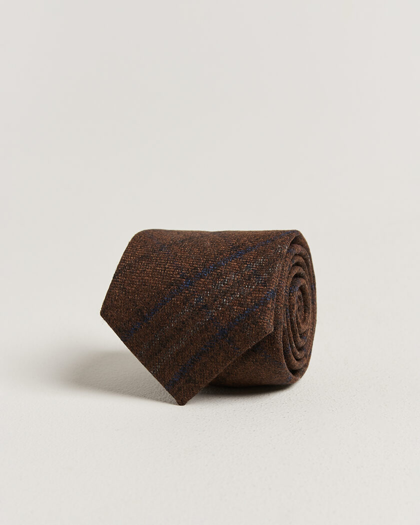 Amanda Christensen Wool Checked 8cm Tie Rust – Bruin