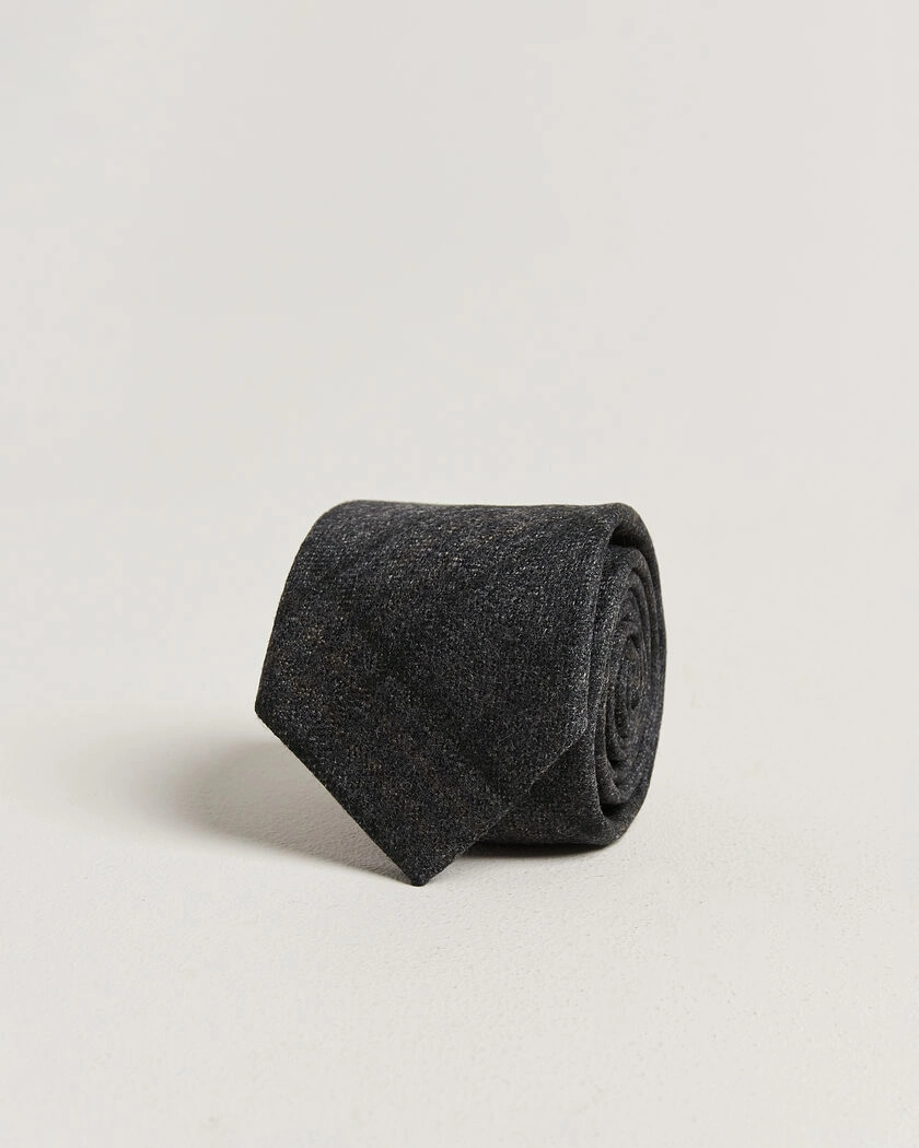 Amanda Christensen Wool Checked 8cm Tie Dark Grey – Grijs