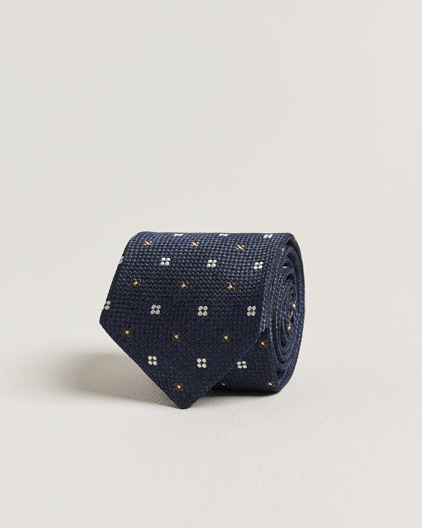 Amanda Christensen Silk Flower 8cm Tie Navy – Blauw