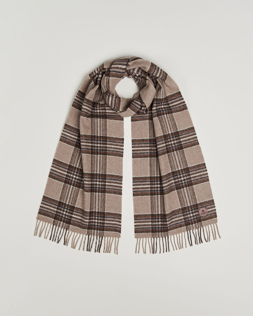 Amanda Christensen Wool Check Scarf Beige – Beige
