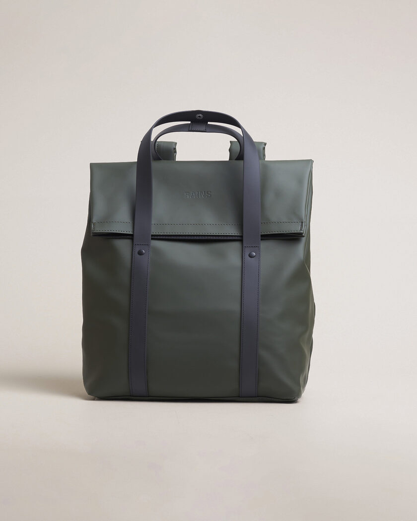 RAINS 2 Way Tote Backpack Black Green – Groen