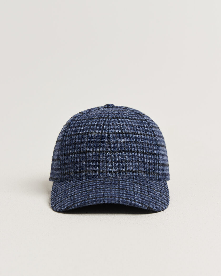 Varsity Headwear Mohair Wool Checked Baseball Cap Navy – Blauw