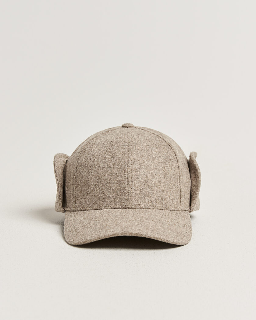 Varsity Headwear Merino Wool Earflap Baseball Cap Umber Beige – Beige