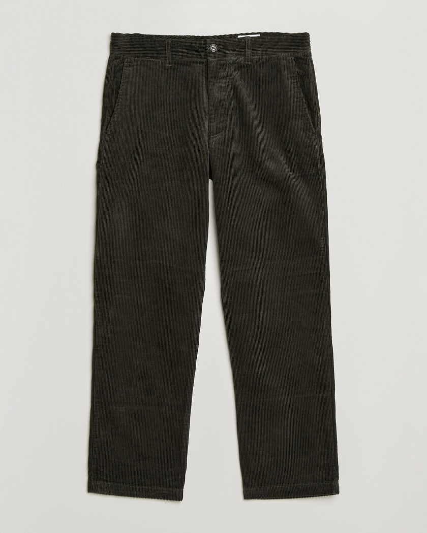 NN07 Aden Regular Fit Corduroy Chinos Dark Army – Groen