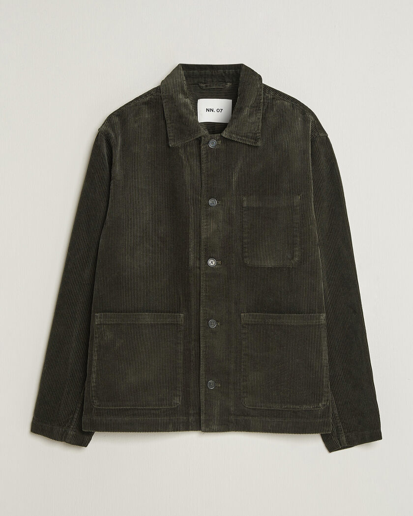 NN07 Morgan Corduroy Overshirt Dark Army – Groen
