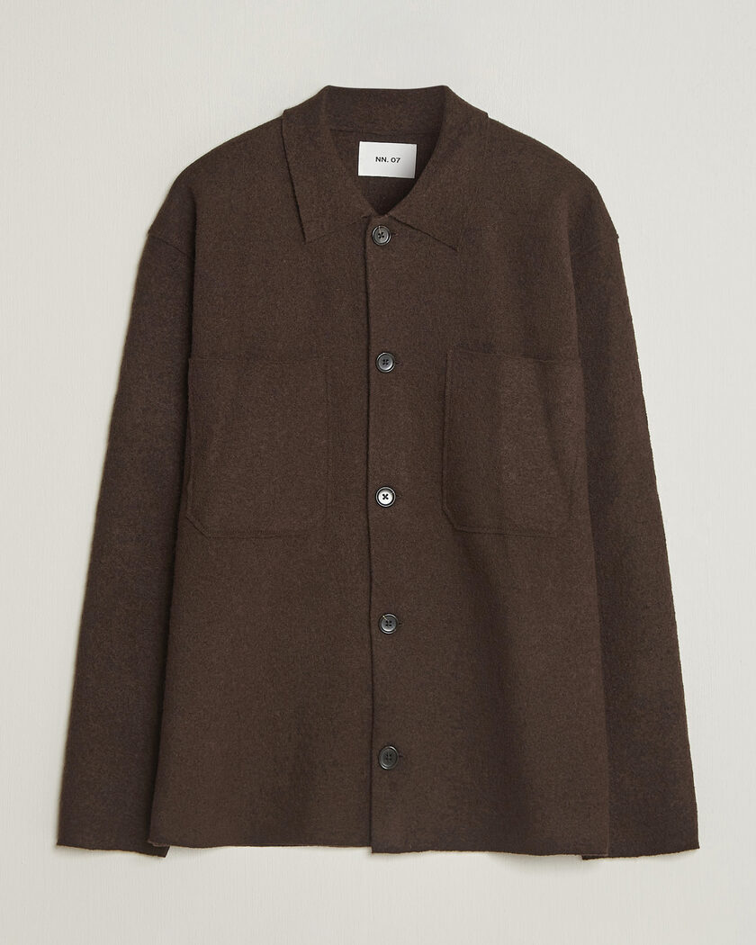 NN07 Jonas Boiled Wool Cardigan Deep Truffle – Bruin