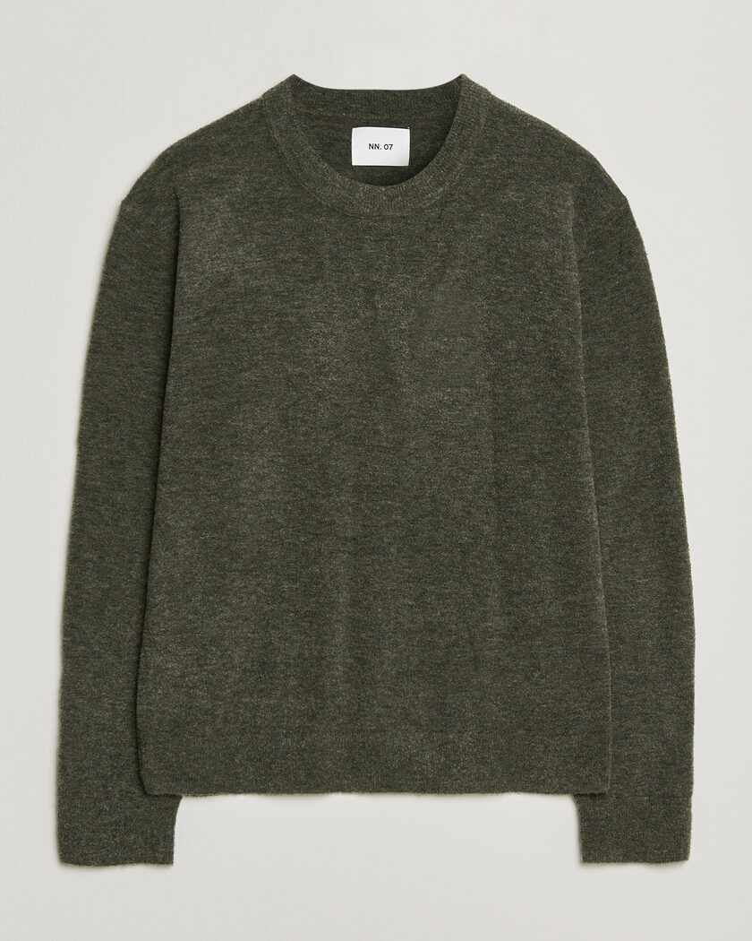 NN07 Gavin Brushed Wool Knitted Sweater Dark Army – Groen