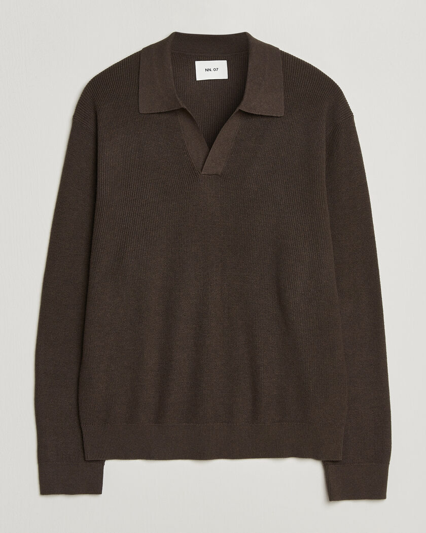 NN07 Hope Cotton/Cashmere Rib Knitted Polo Brown – Bruin