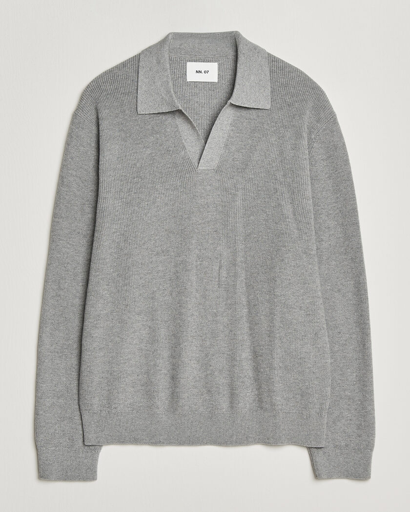 NN07 Hope Cotton/Cashmere Rib Knitted Polo Grey – Grijs