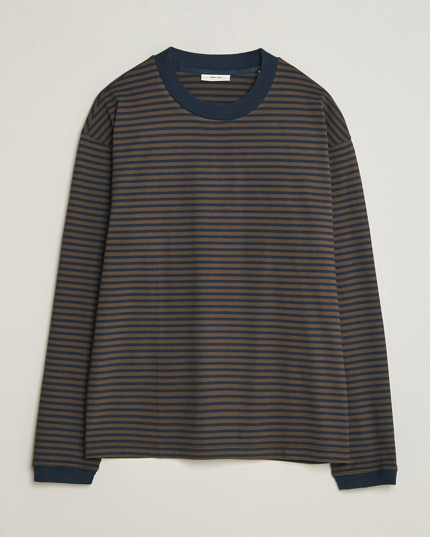NN07 Lionel Striped Long Sleeve T-Shirt Navy/Brown – Meerkleurig