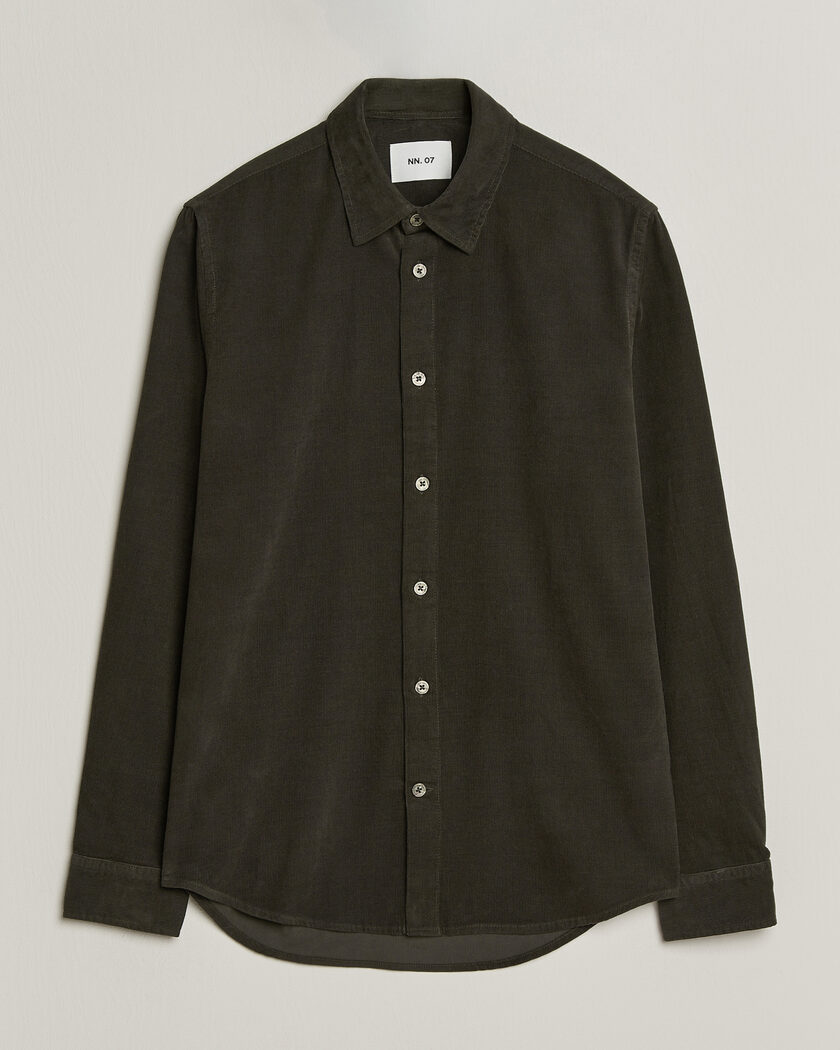 NN07 Asher Baby Cord Shirt Capers Green – Groen