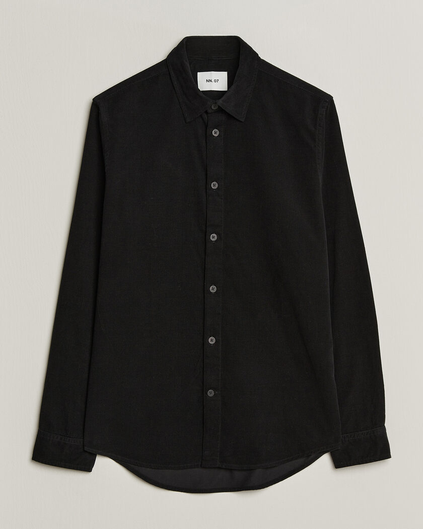 NN07 Asher Baby Cord Shirt Black – Zwart