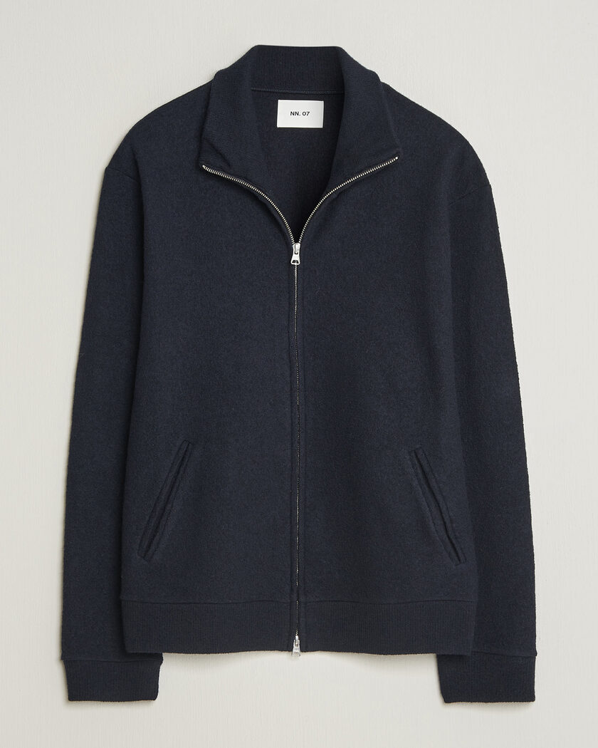 NN07 Soft Boiled Wool Full Zip Navy Blue – Blauw